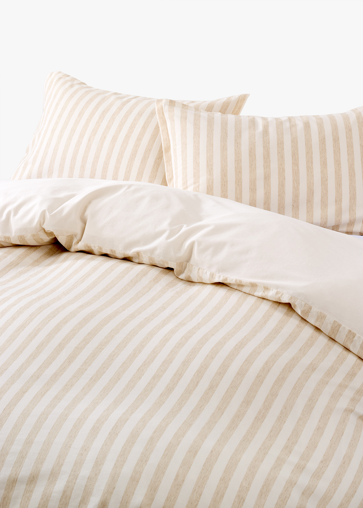 144TC Pebble Stripe Cotton-Linen Blend Duvet Cover Set