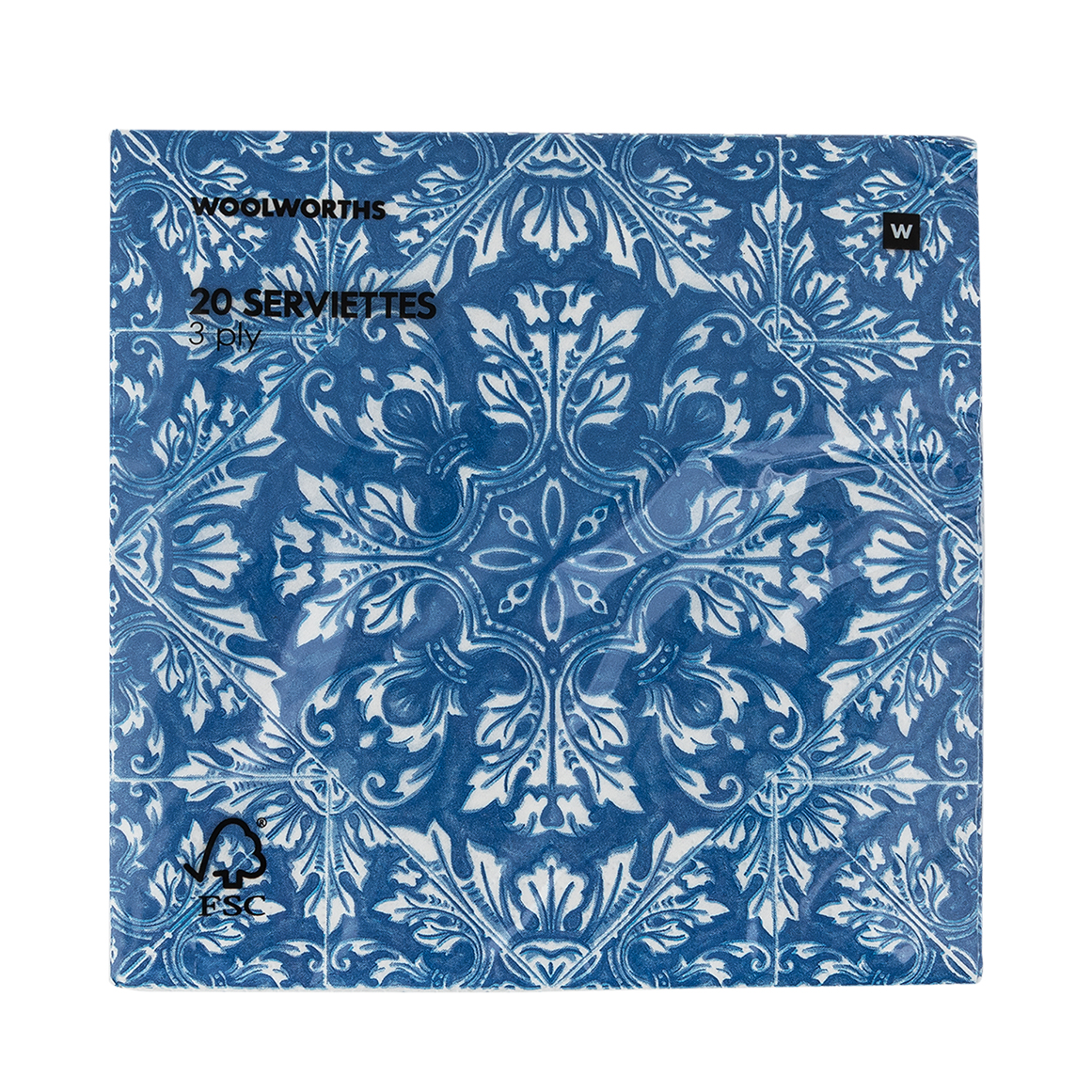 3 Ply Azulejo Tile Design Serviettes 20 pk