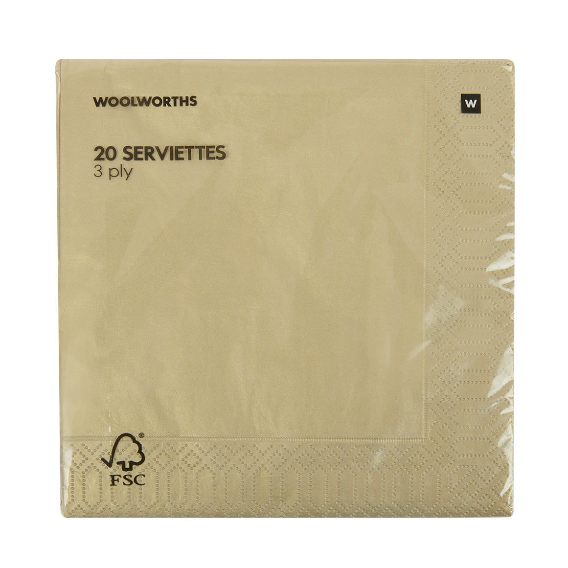 3 Ply Plain Gold Serviettes 20 pk