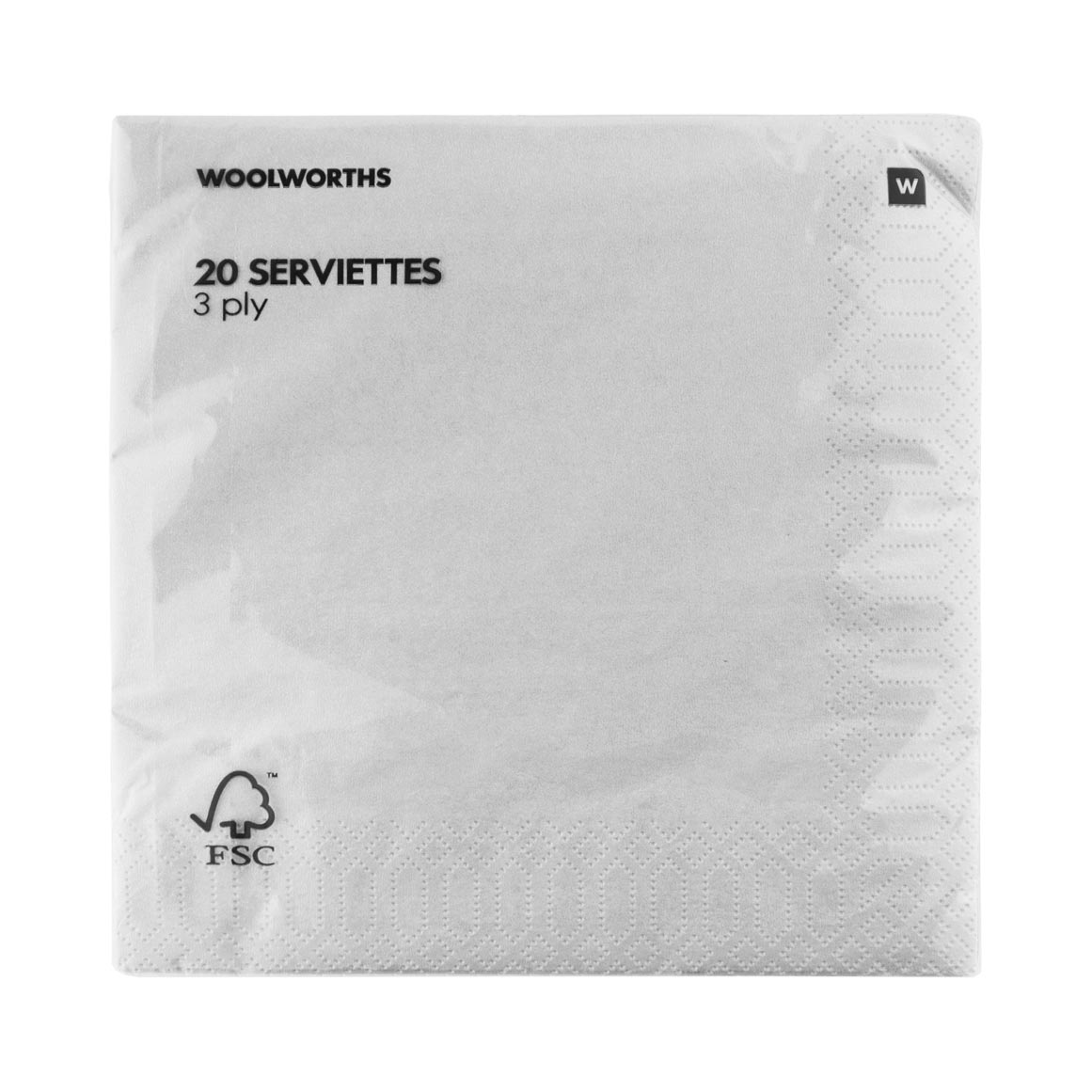 3 Ply Plain Silver Plain Serviettes 20 pk