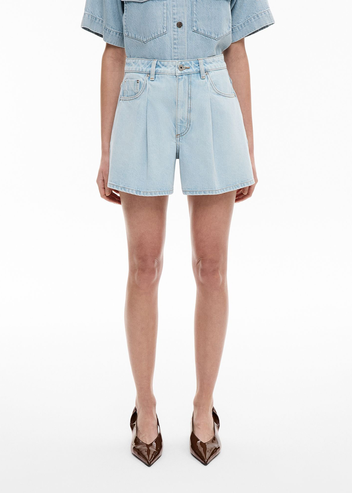 A Line Denim Shorts