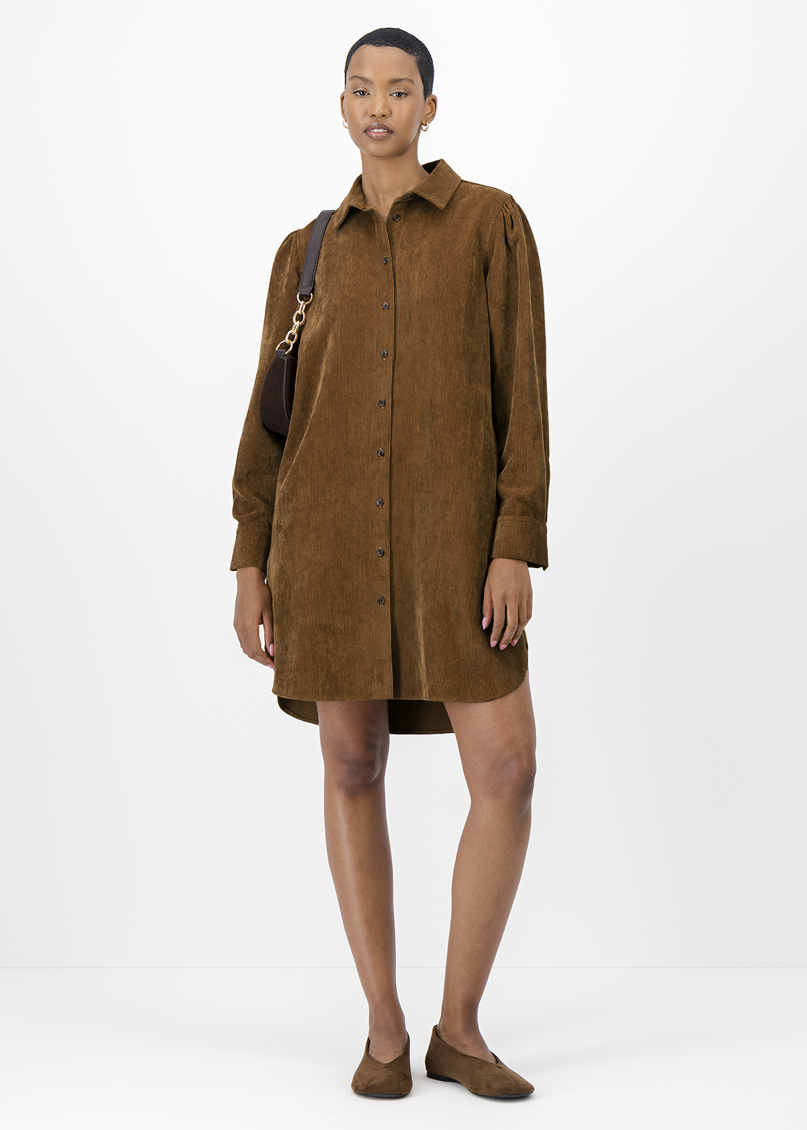 A-line Corduroy Shirt Dress