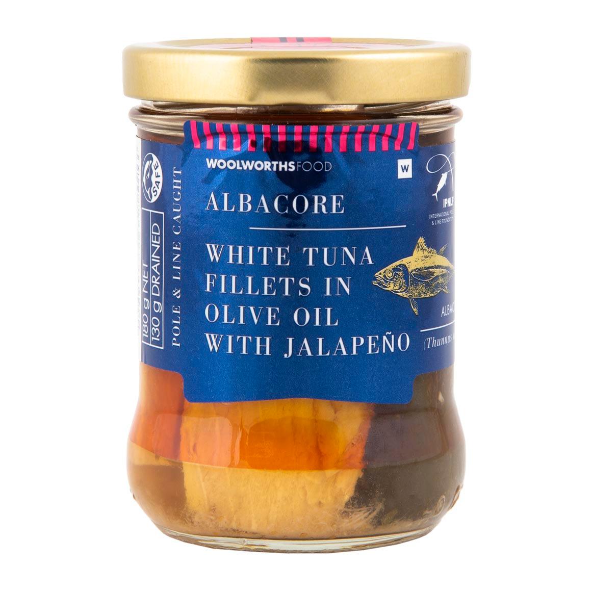 Albacore White Tuna Fillets in Olive Oil with Jalapeño 180 g