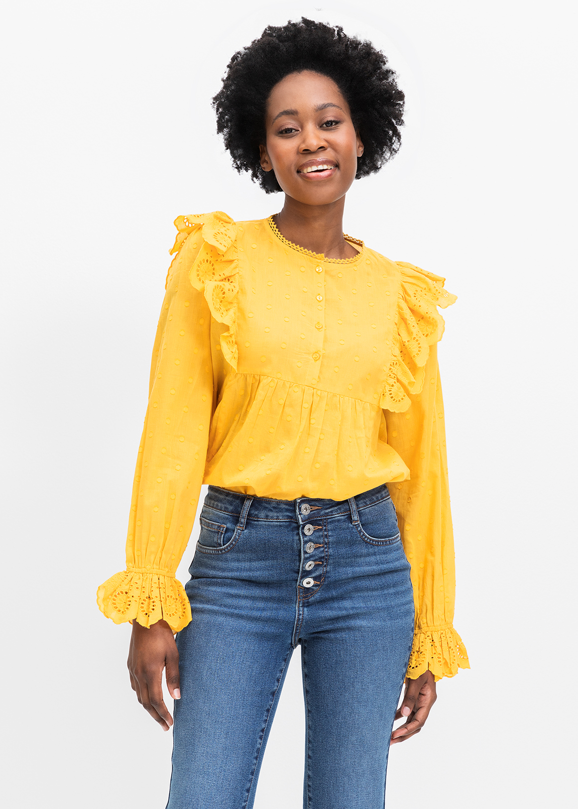 Anglaise Frill Bishop Sleeve Blouse | Woolworths.co.za