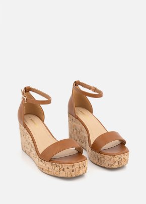 Cut-out Ankle Strap Slingback Wedge Sandals