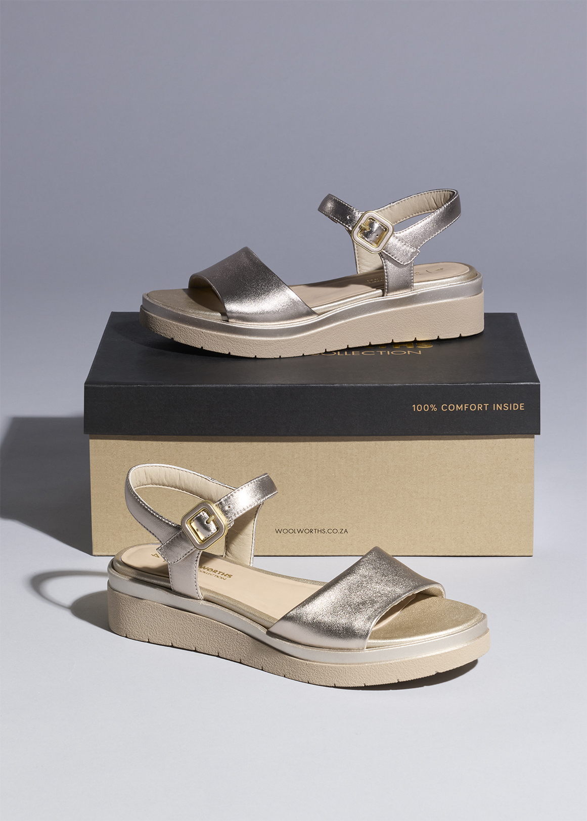Ankle Strap Leather Wedge Sandals