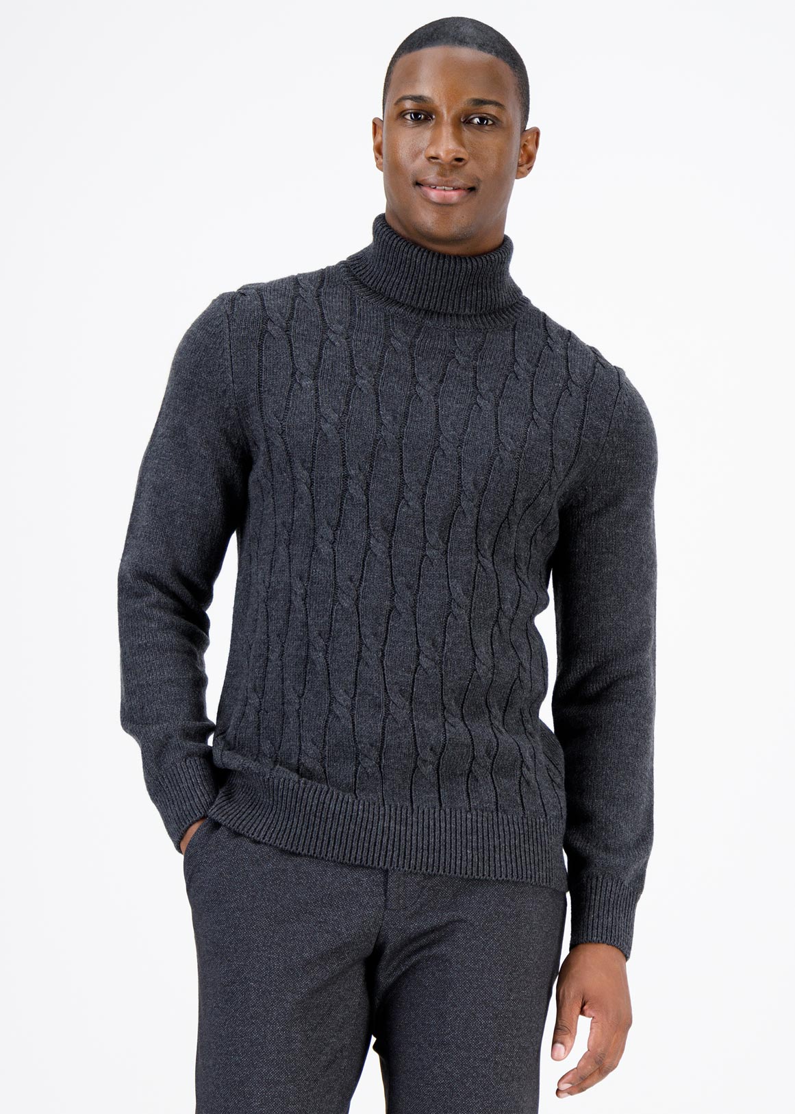 Anti Pill Cable Knit Poloneck | Woolworths.co.za