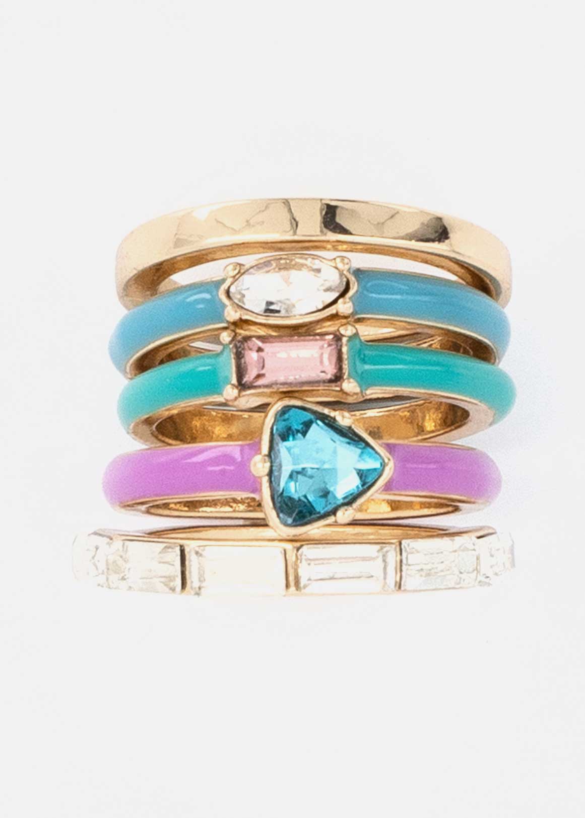 Assorted Colour Stone Stacking Rings 5 Pack | Woolworths.co.za