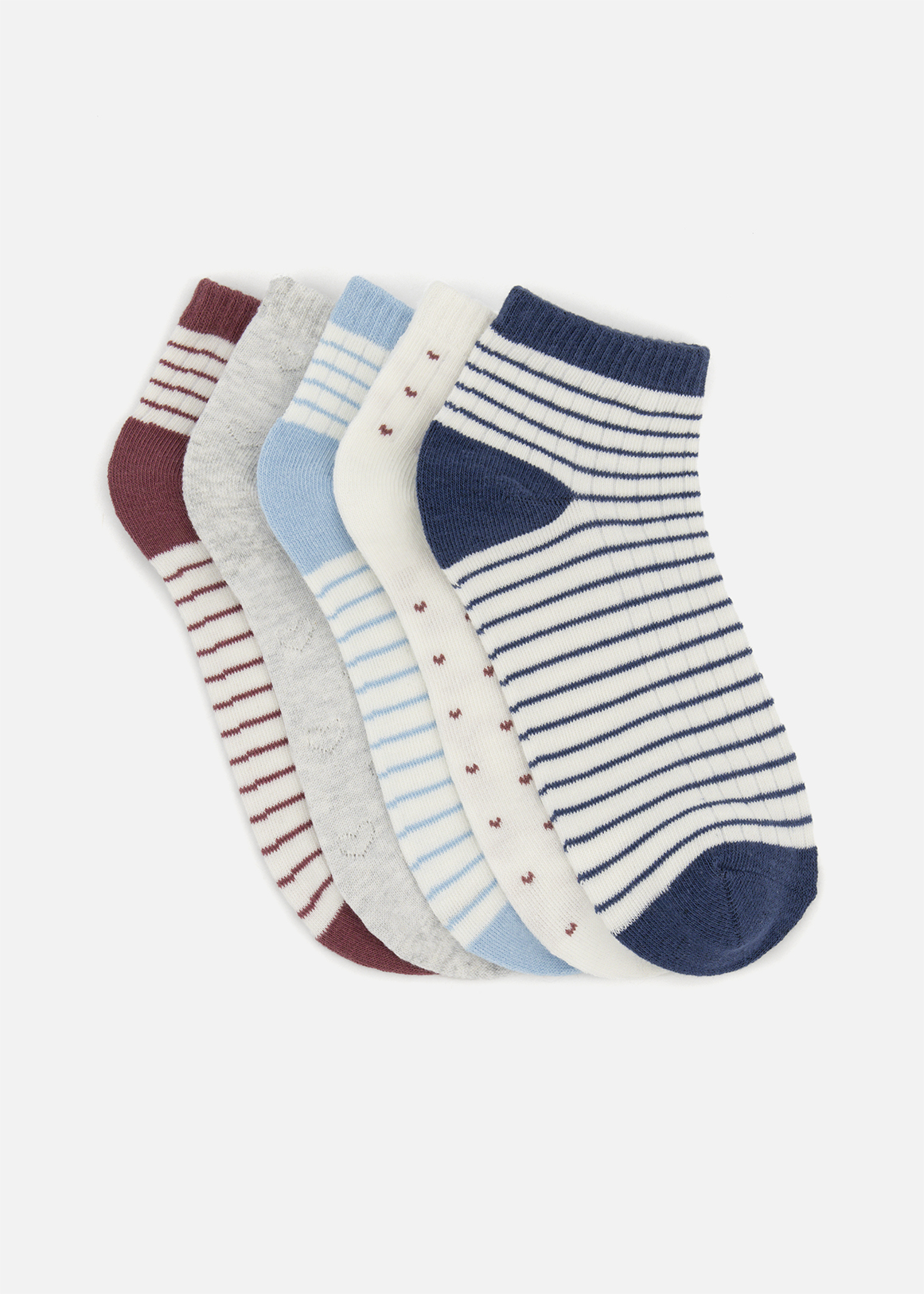 Assorted Cotton Rich Low Cut Socks 5 Pack