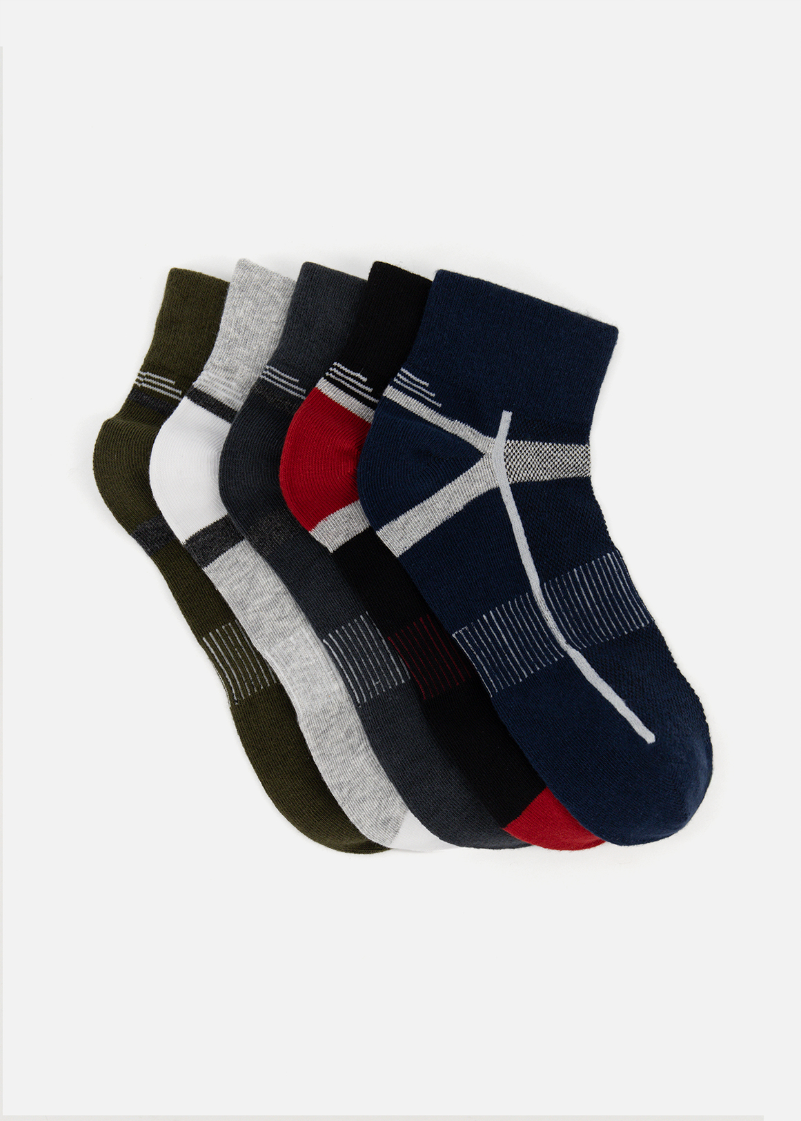 Assorted Cotton Rich Mid Cut Socks 5 Pack