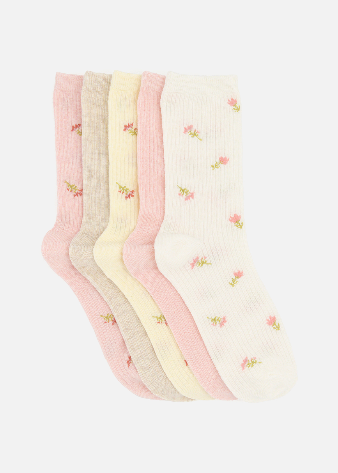 Assorted Floral Cotton Rich Anklet Socks 5 Pack