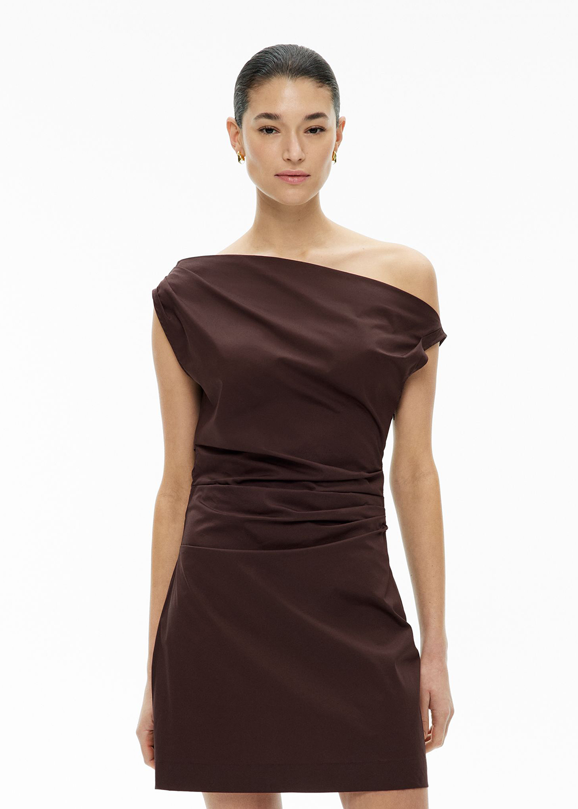 Asymmetric Shoulder Mini Dress
