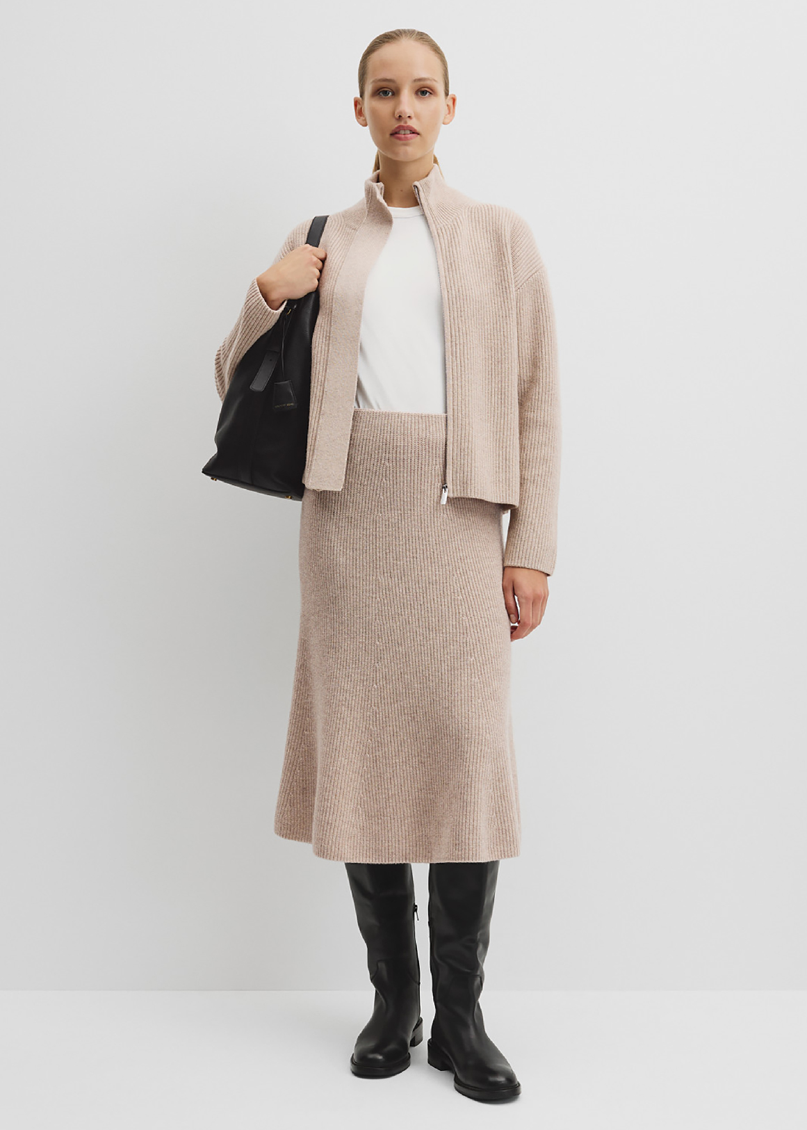 Australian Cotton Blend Knit Midi Skirt