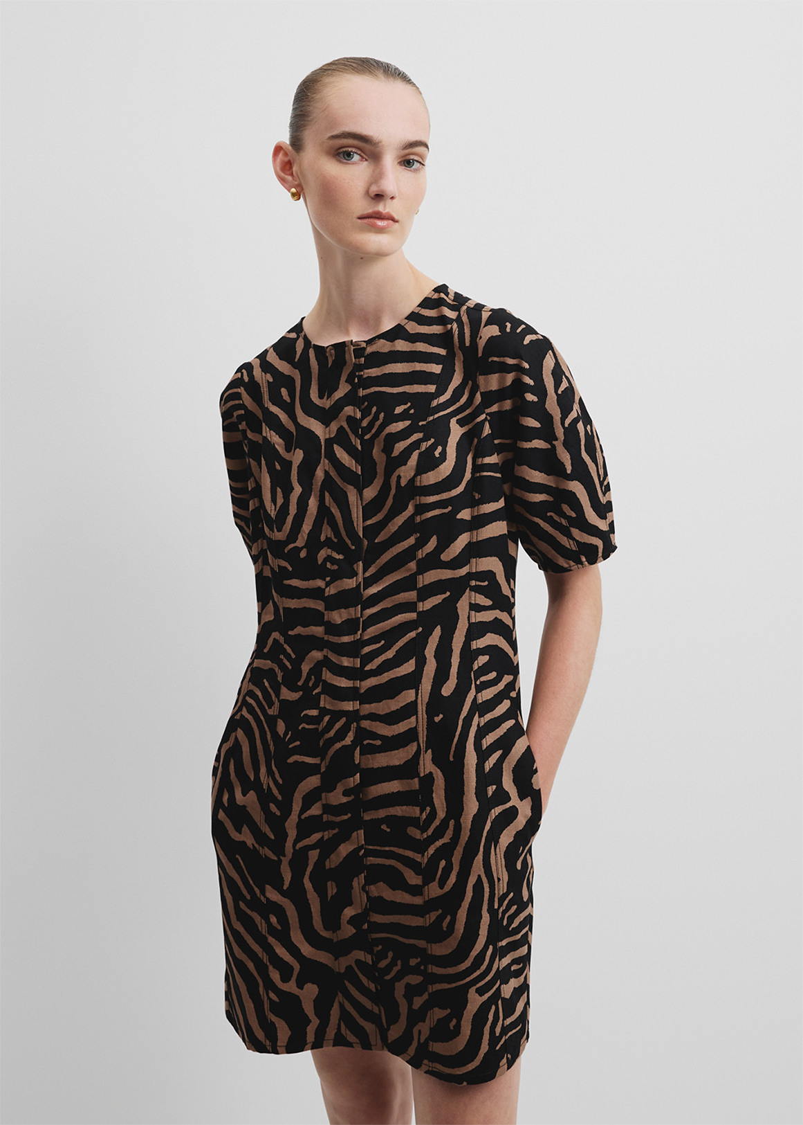Australian Cotton Blend Print Panelled Mini Dress