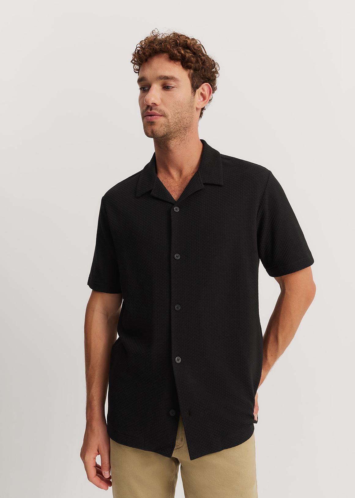 Textured Cotton Short-Sleeve Shirt