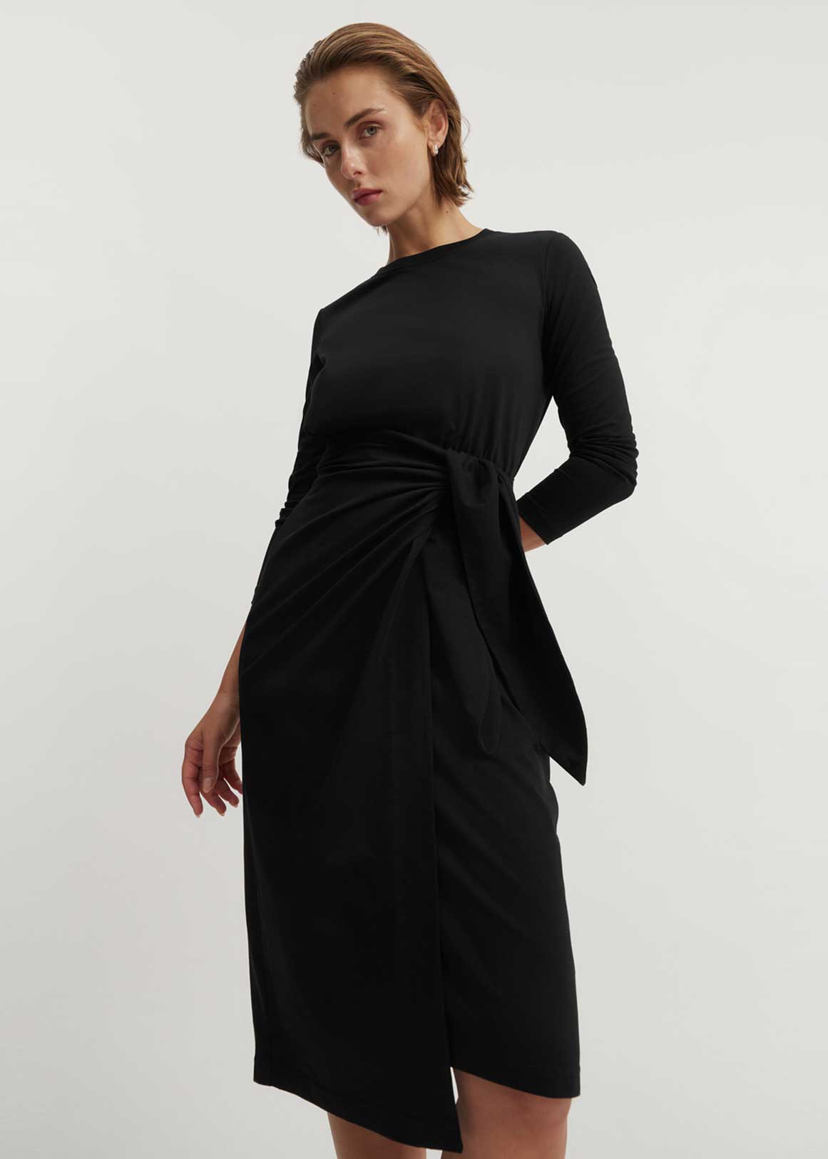 Australian Cotton Long Sleeve Tie Front Dress | Woolworths.co.za