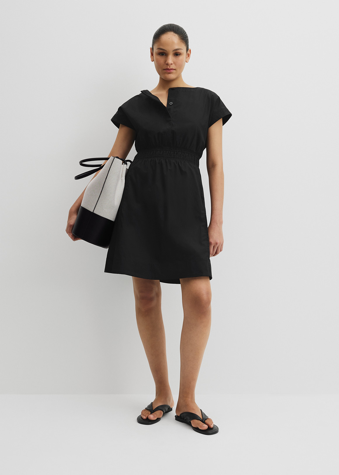 Australian Cotton Shirred Waist Mini Dress