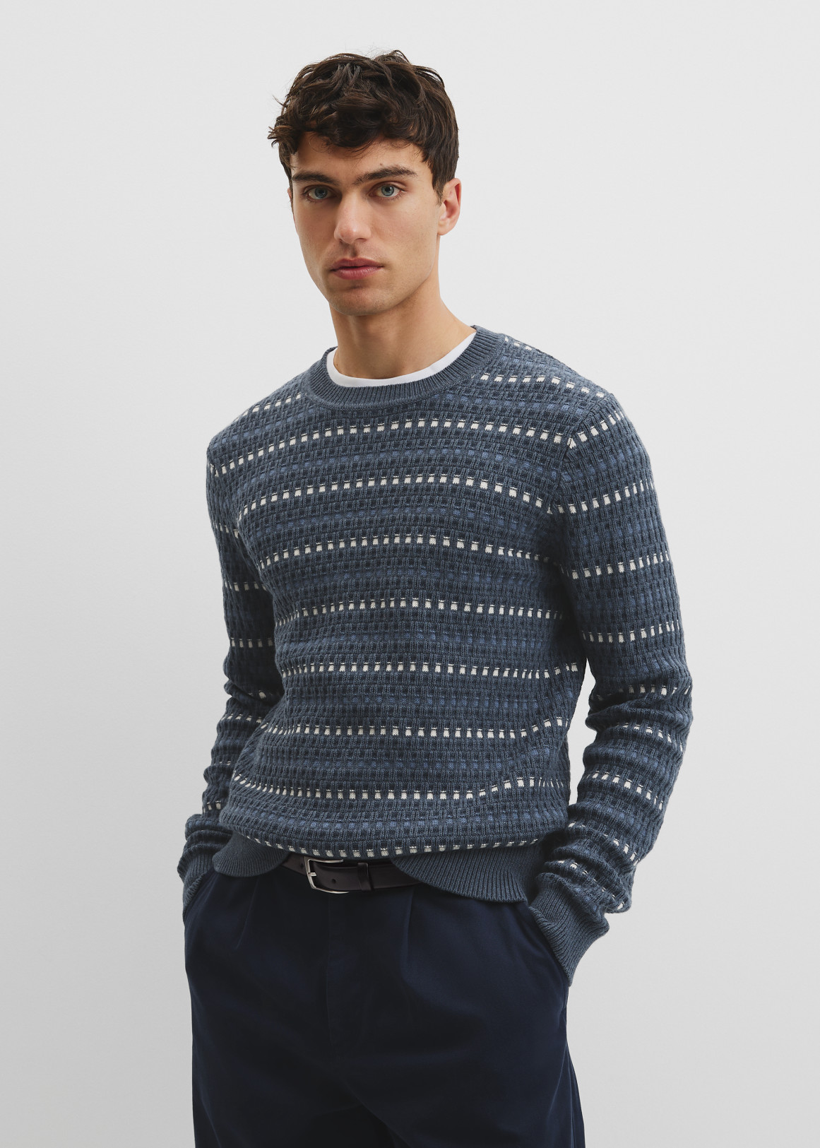 Australian Good Earth Cotton Wool Blend Jacquard Check Knit