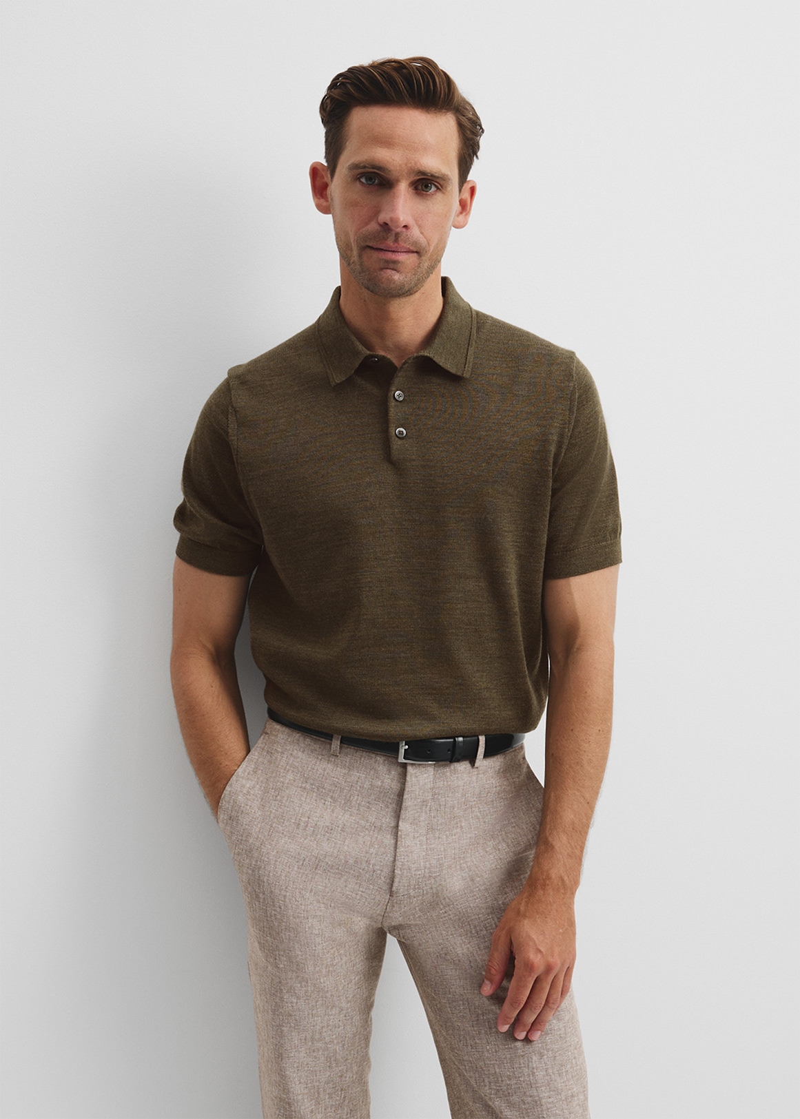Australian Merino Short Sleeve Button Knit Polo