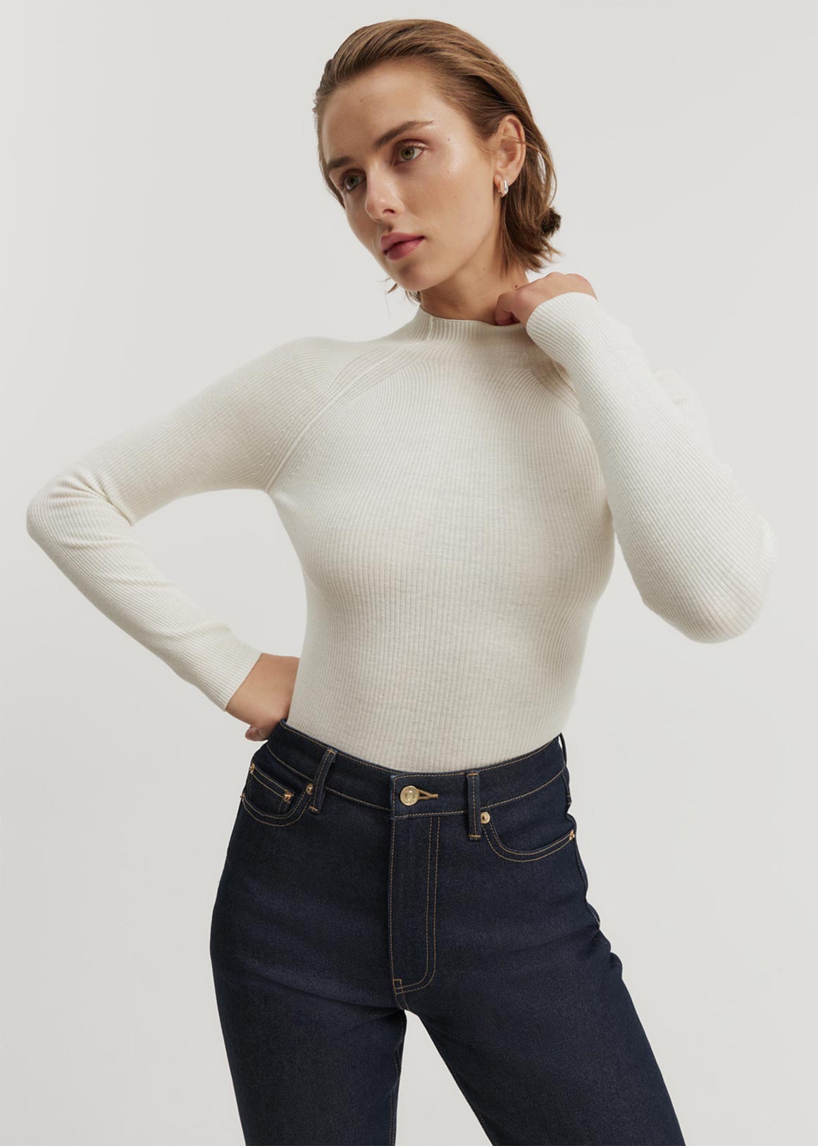 Australian Merino Wool Silk Mock Neck Knit | Woolworths.co.za