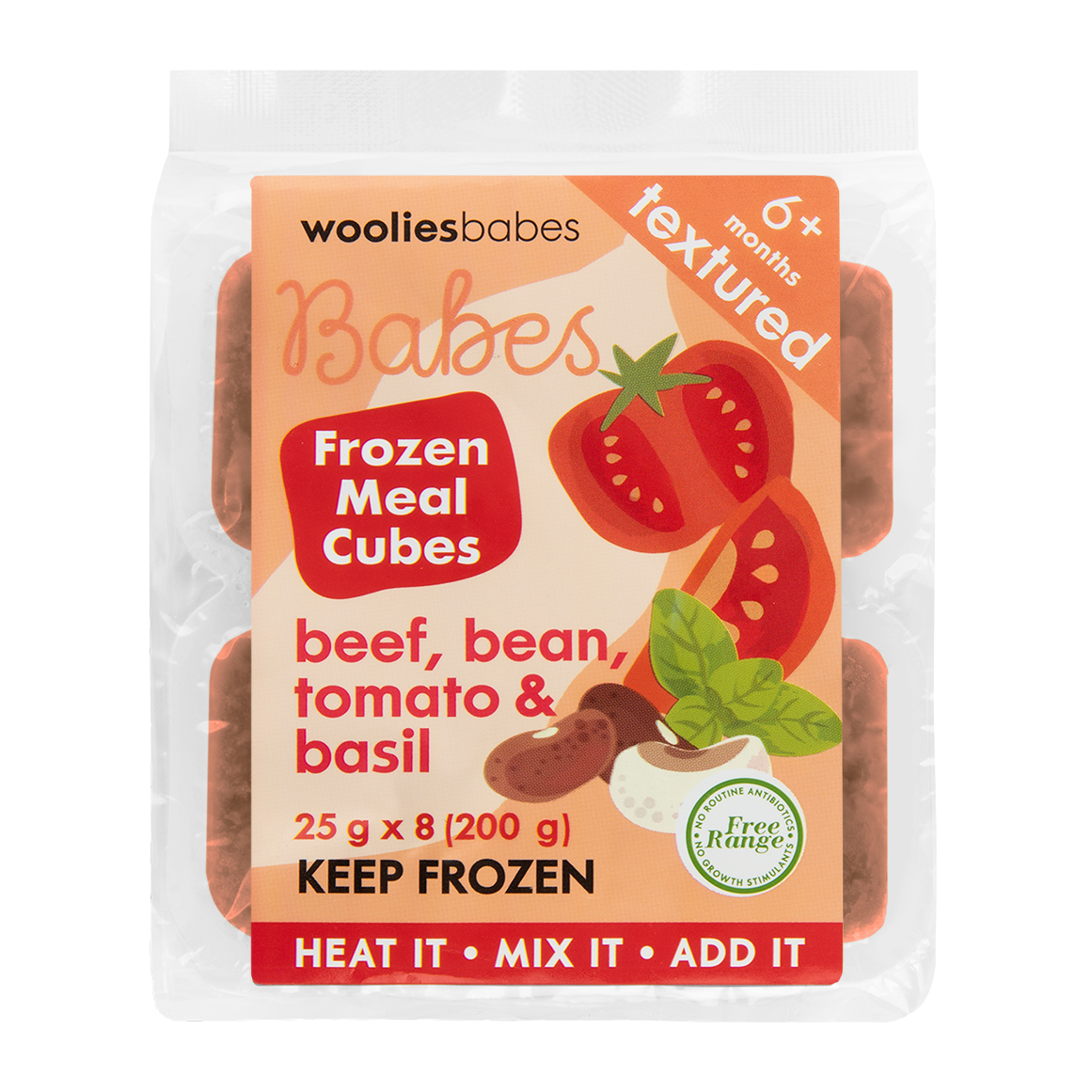 Babes Frozen Beef, Bean, Tomato and Basil Meal Cubes 25 g x 8
