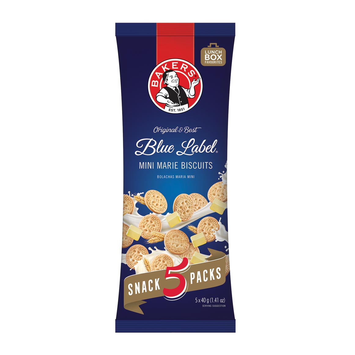 Blue Label Rusk Bakers Original Mini Blue Label Marie Biscuits 5 x 40 g | Woolworths.co.za