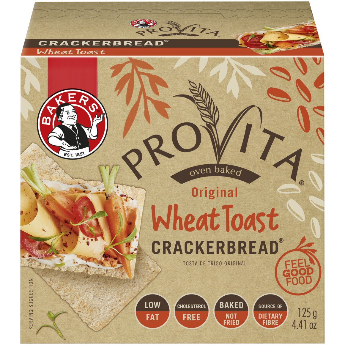 Bakers Provita Original Wheat Toast Crackerbread 125 g