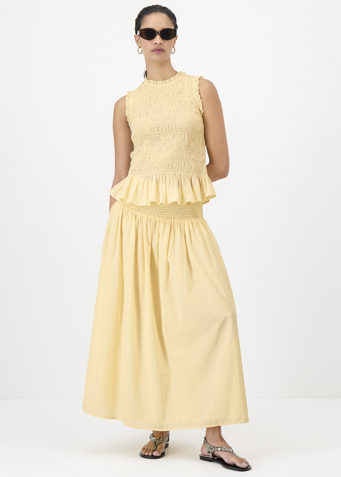 Basque Cotton Maxi Skirt