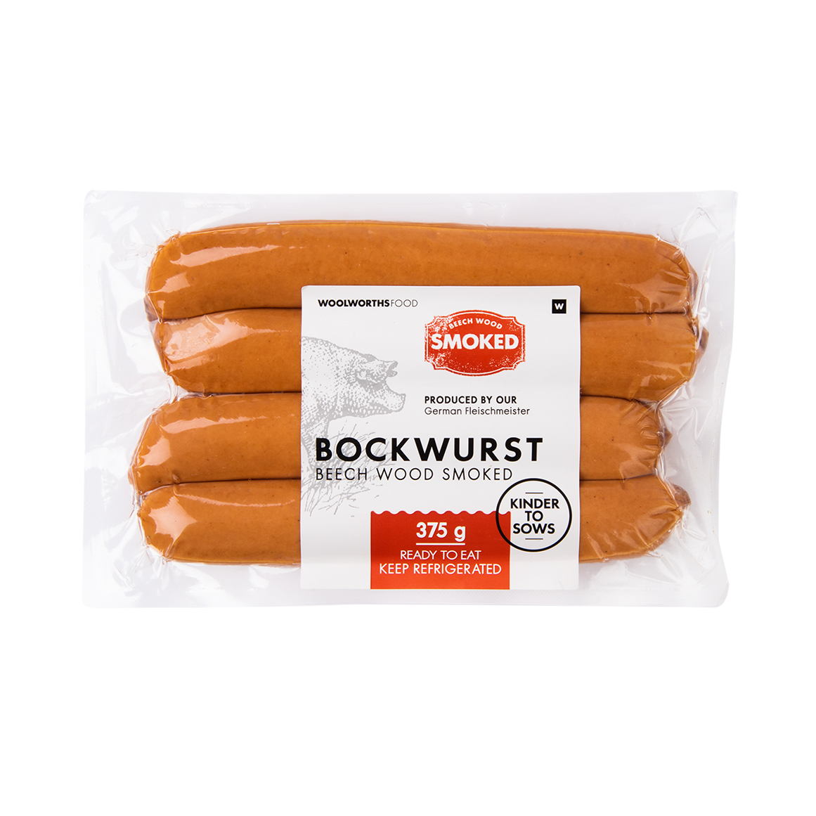 Beech Wood Smoked Bockwurst Sausages 375 g