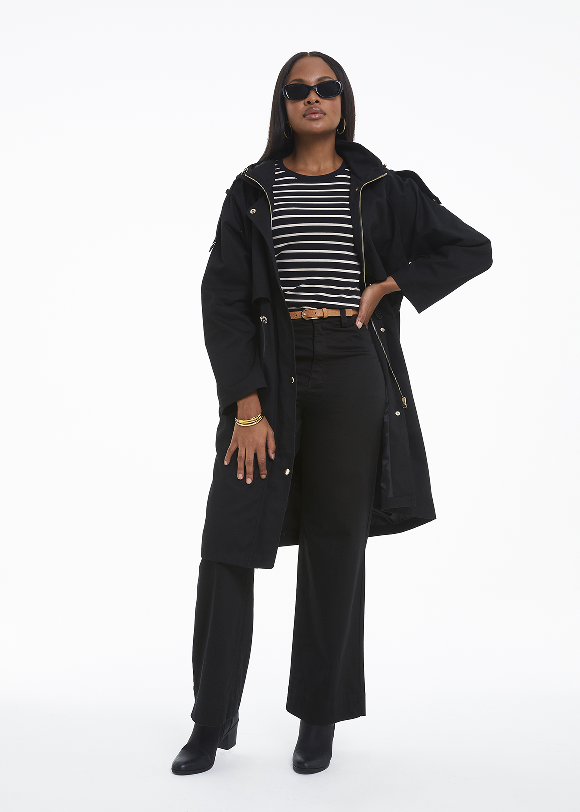 Belted High Rise Wide Leg Chinos