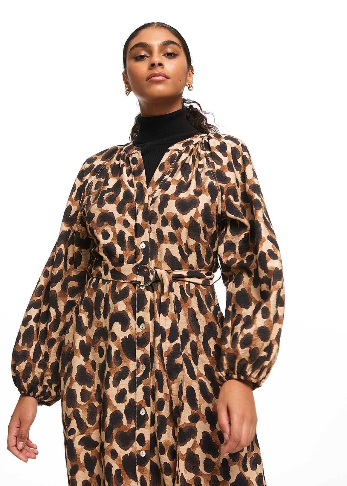 Belted Midi Shirt Dress - Main Image