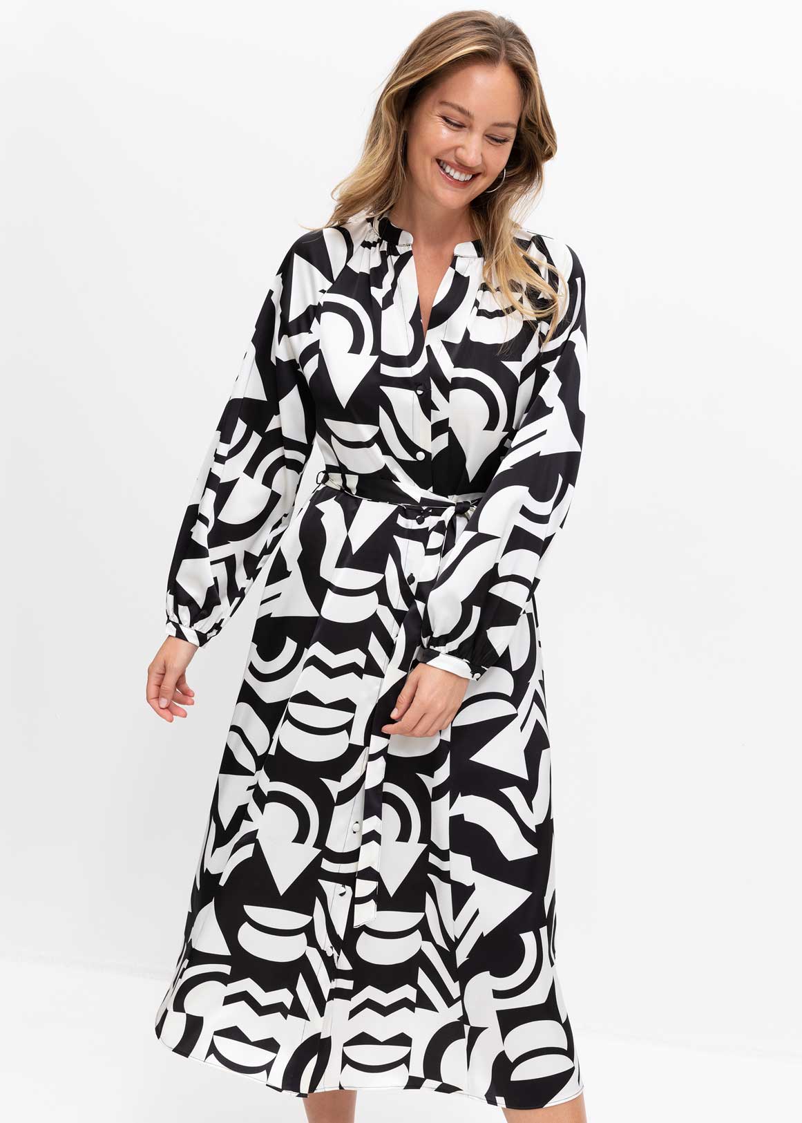 Belted Print Split Mandarin Midi Shirt Dress Woolworths.co.za