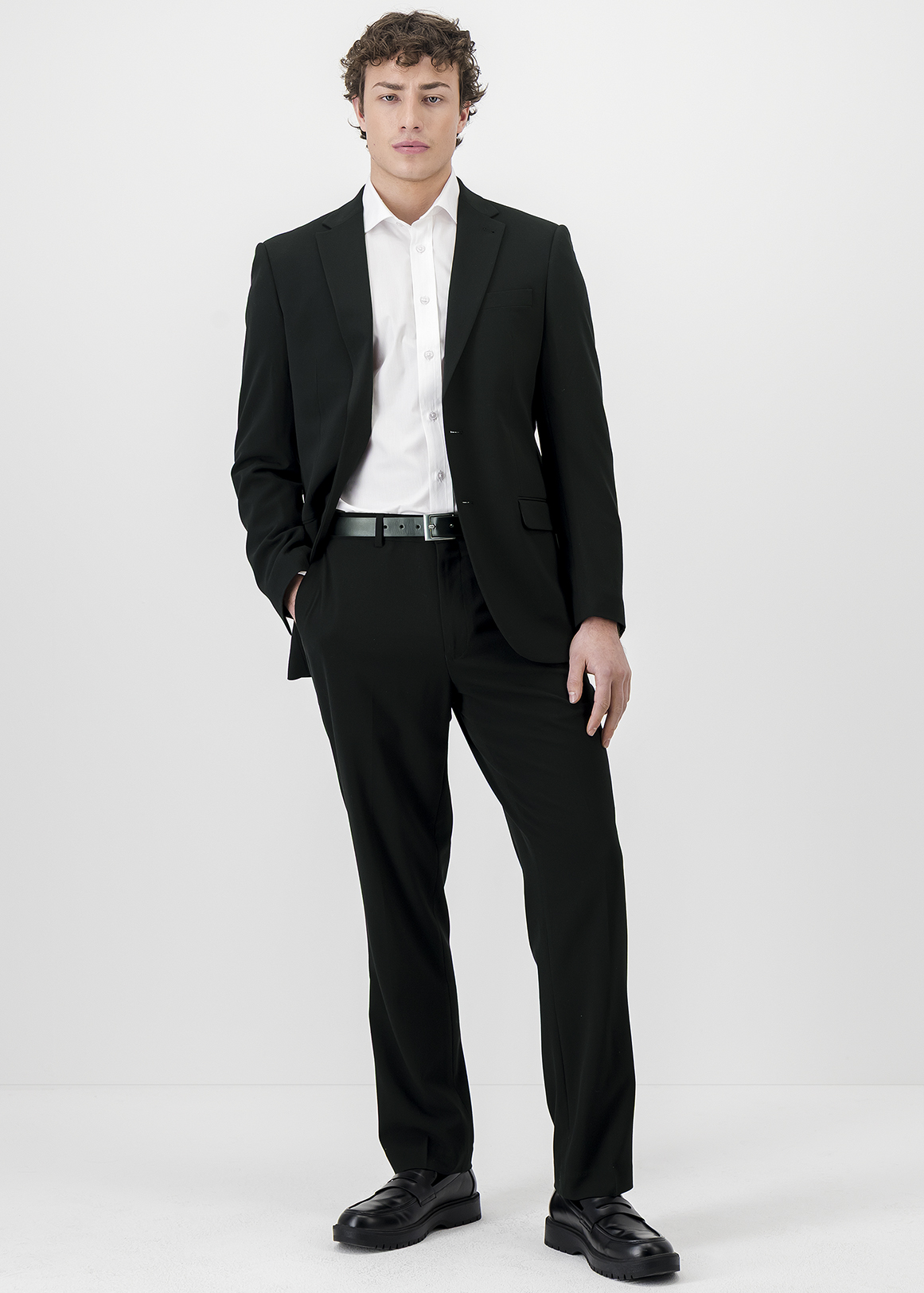 Black Bi-stretch Suit Trousers