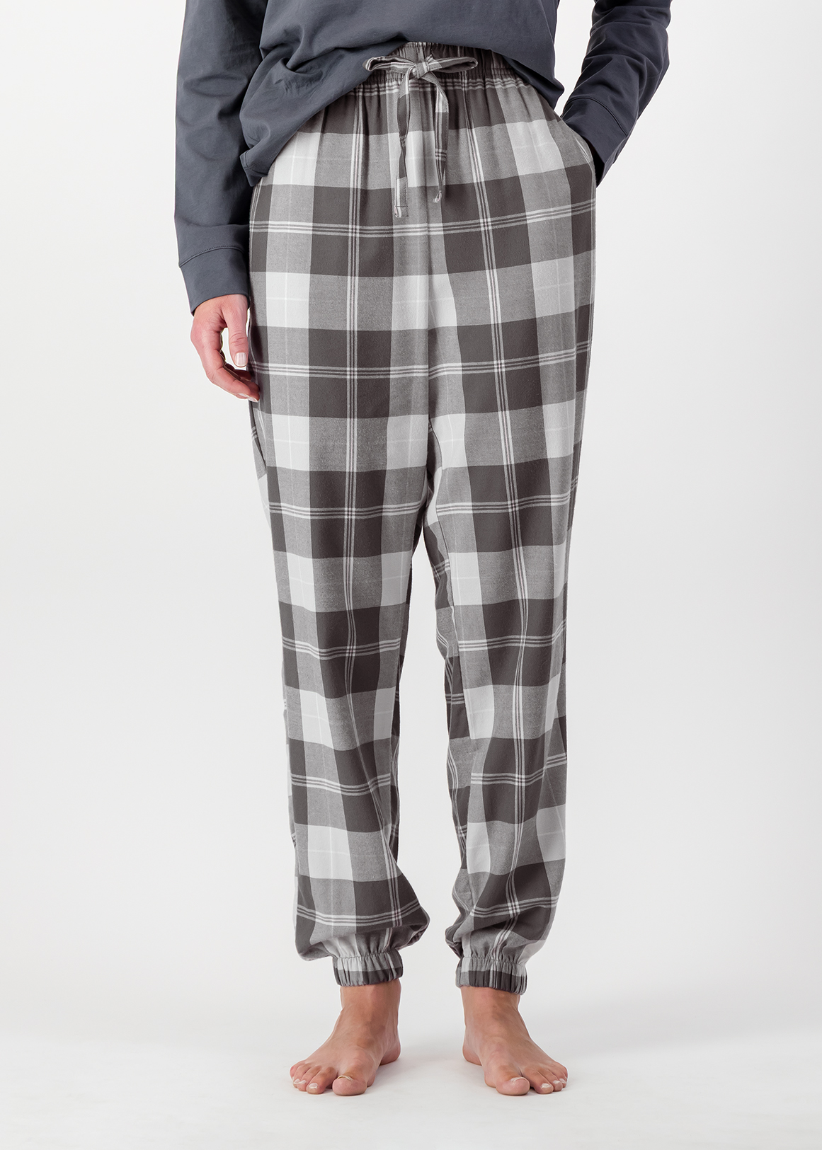 Black Check Flannel Modal Blend Pyjama Pants