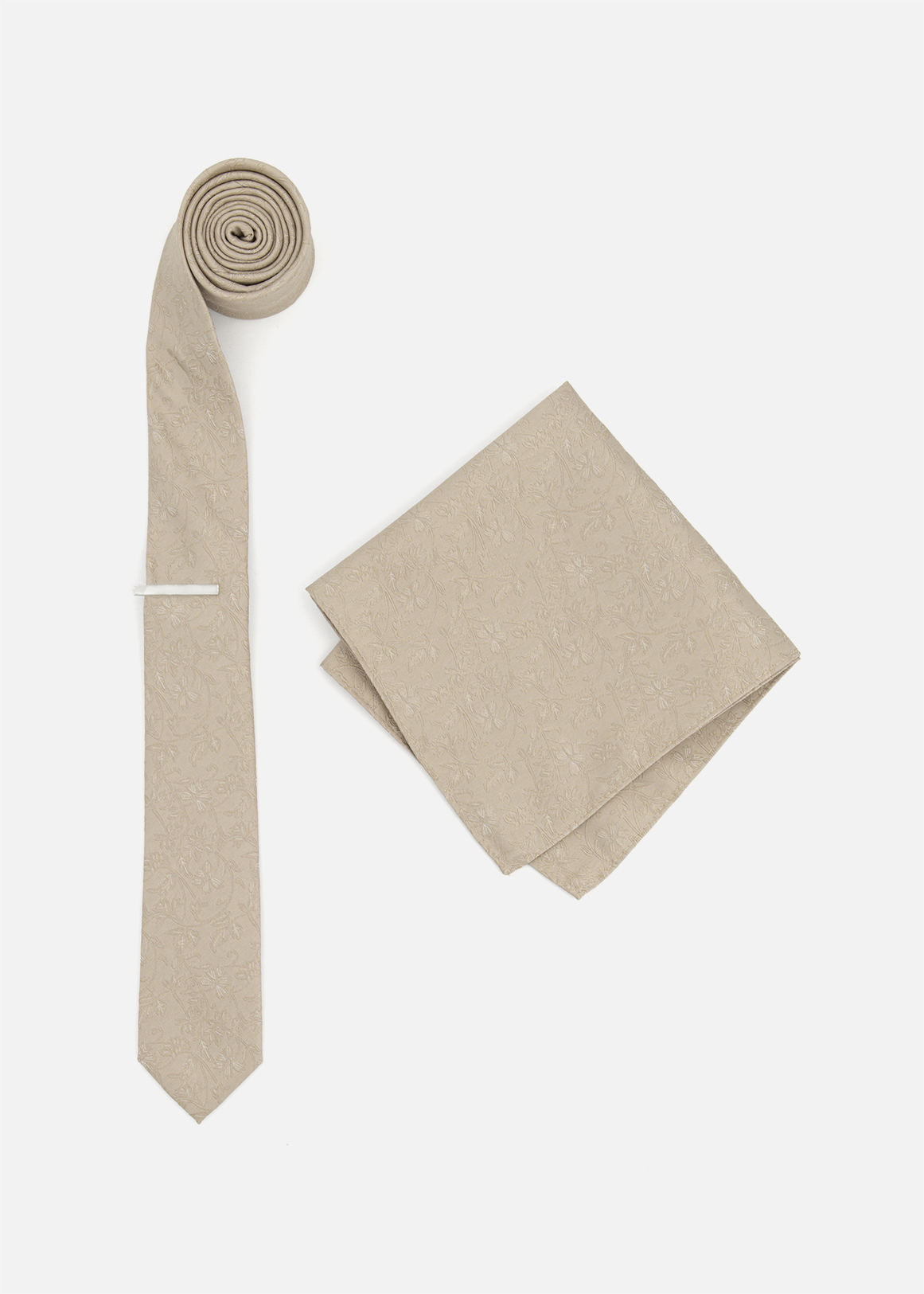 Black Jacquard Slim Tie, Tie Bar & Pocket Square Set