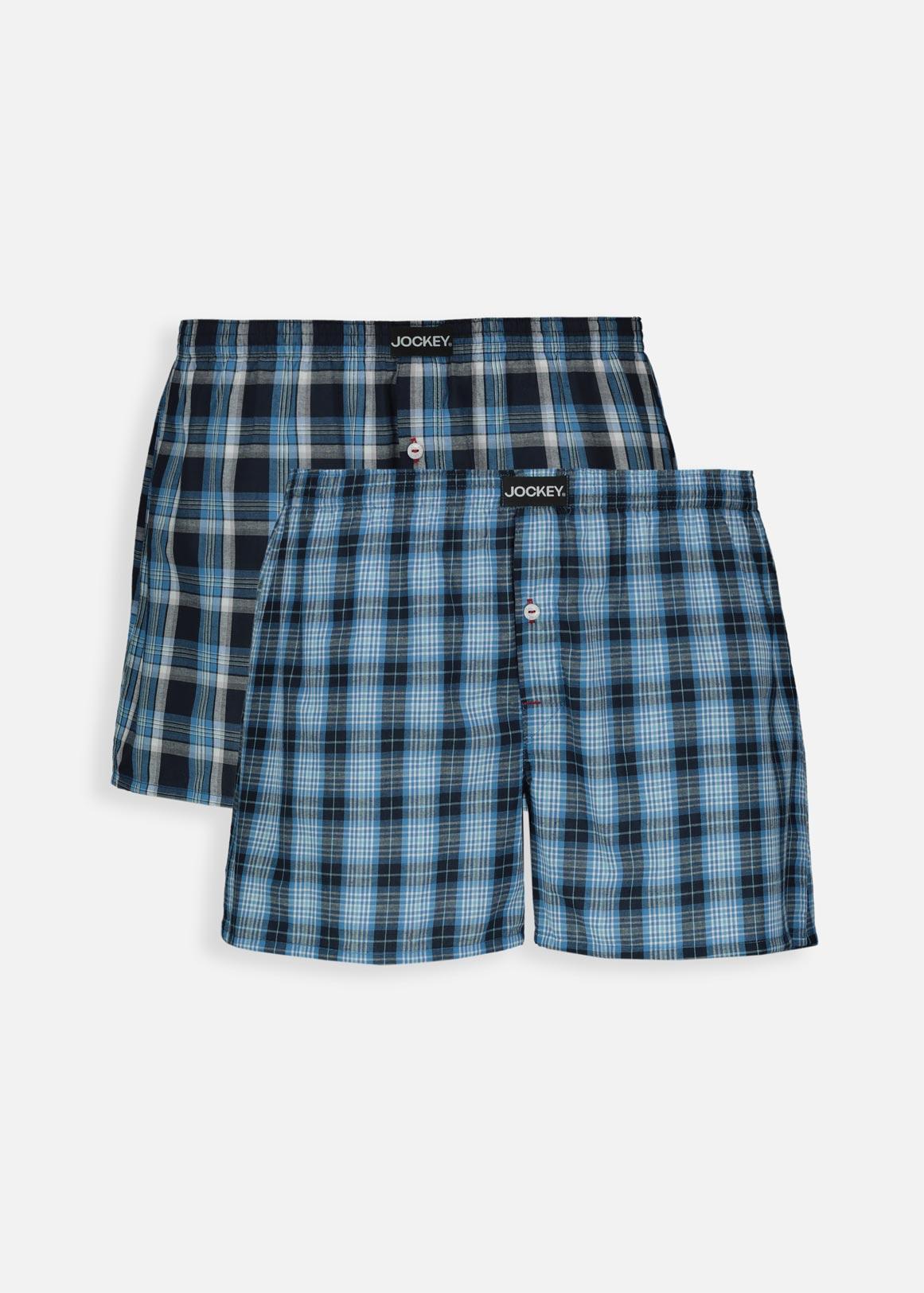 Blue Check Woven Boxers 2 Pack