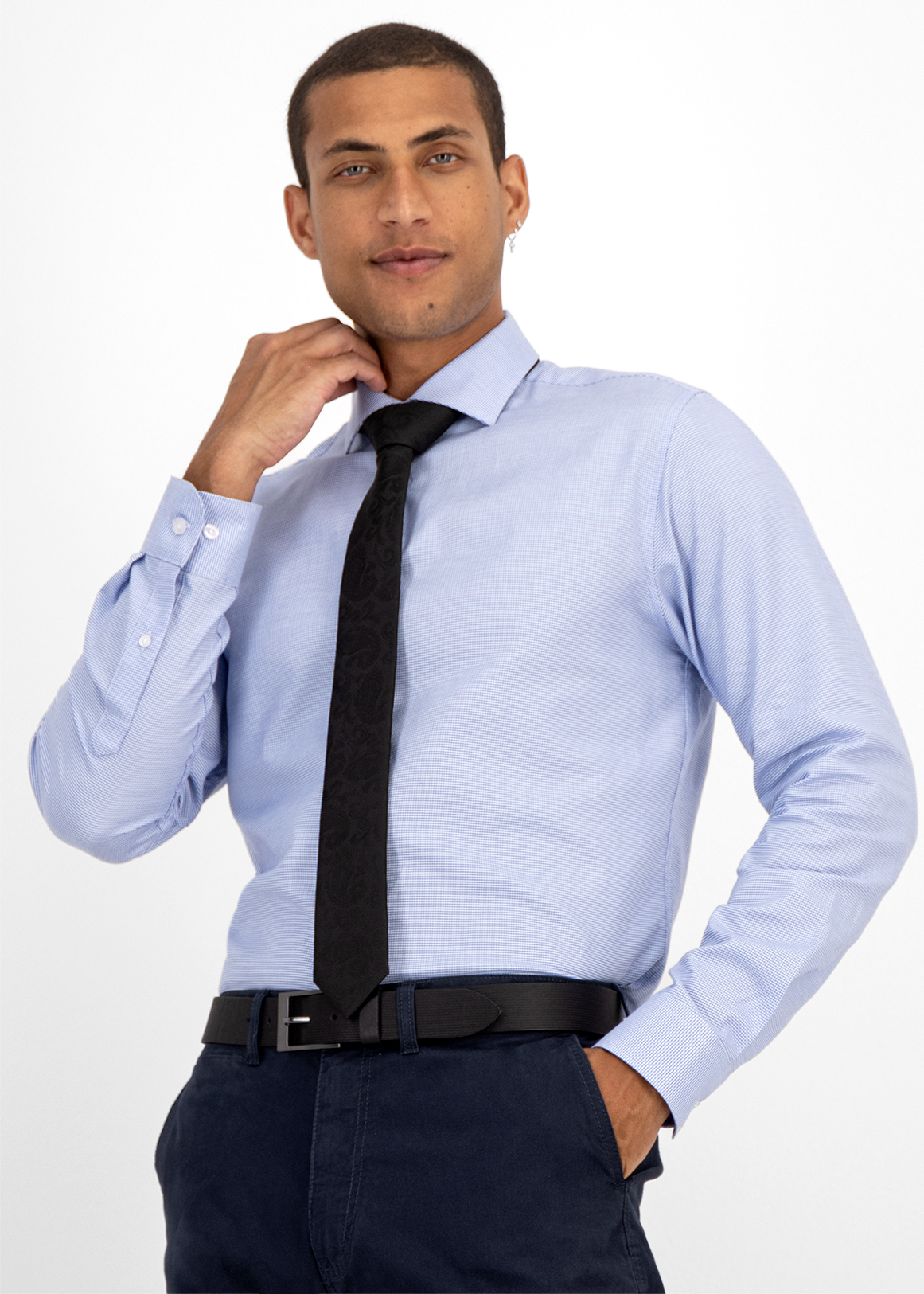 Blue Slim Fit Cotton Shirt | Woolworths.co.za