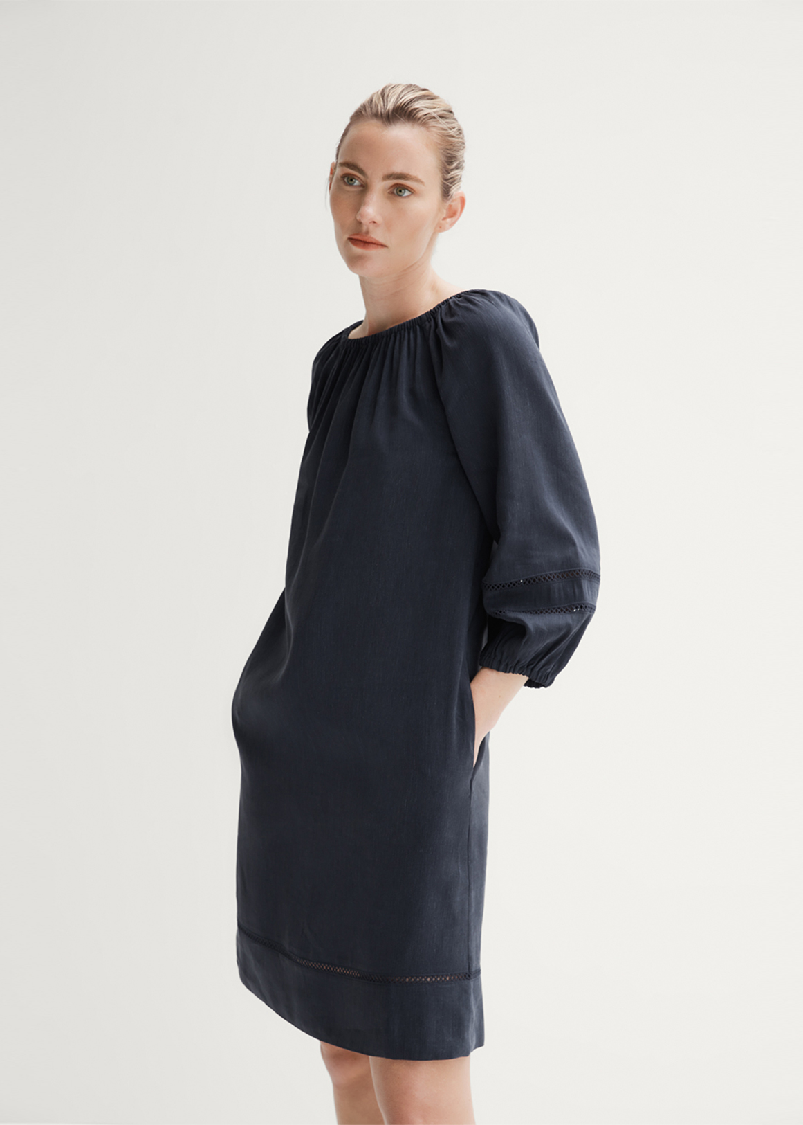 Boat Neck Lattice Trim Dress | Woolworths.co.za