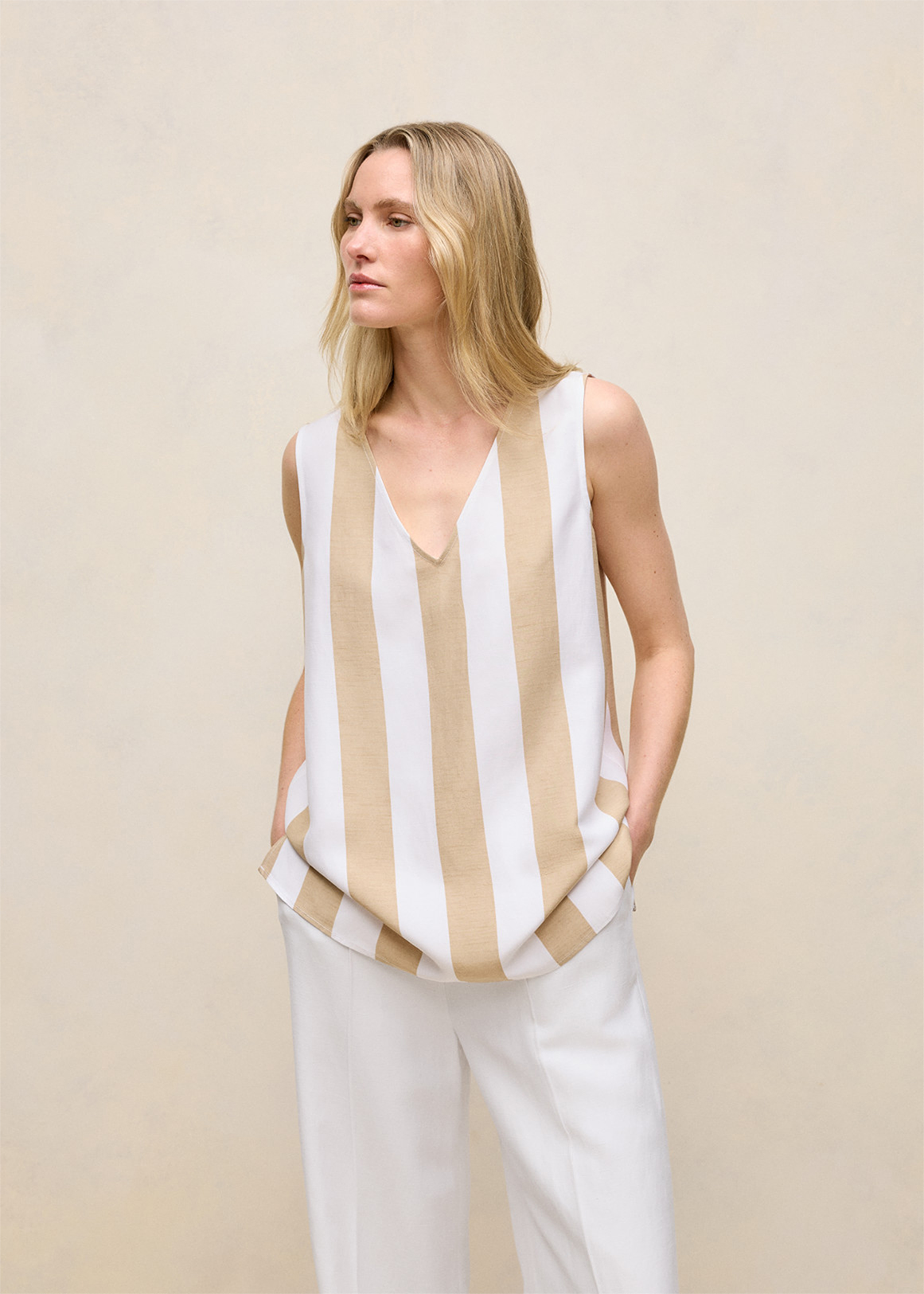 Bold Stripe V Neck Top