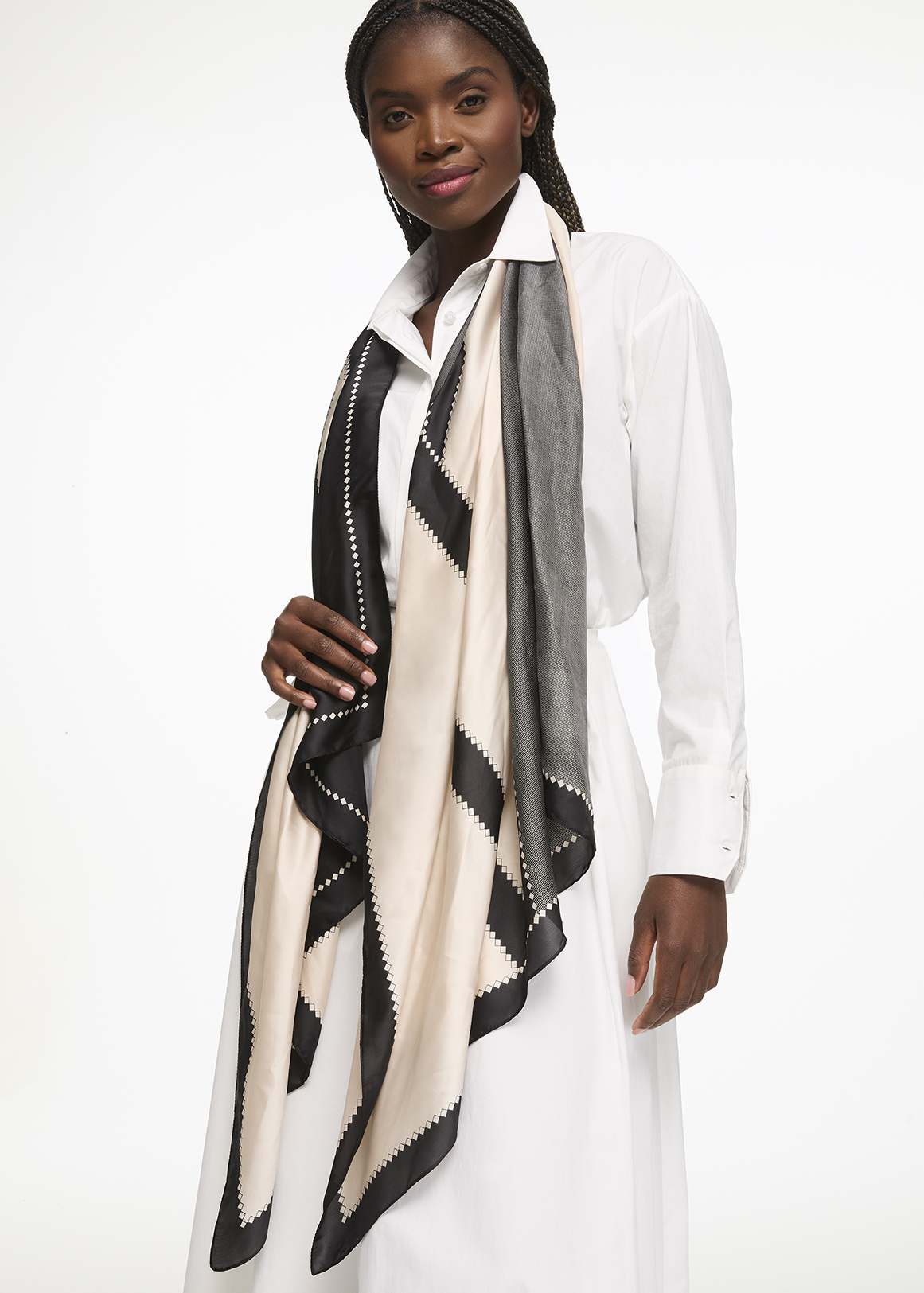 Border Check Scarf Border Print Scarf | Woolworths.co.za