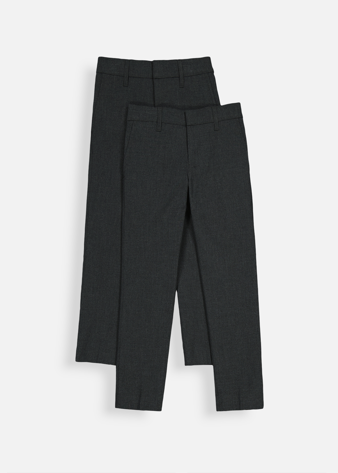 Boys Slim Fit Grey Trousers 2 Pack