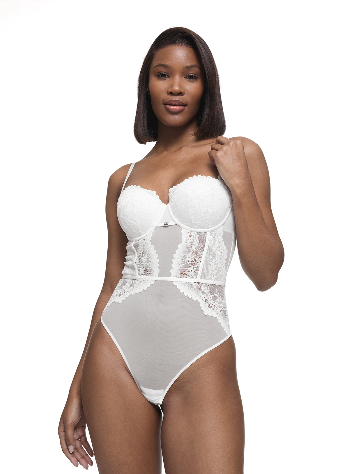 Bridal Lace Padded Underwire Bodysuit B - D