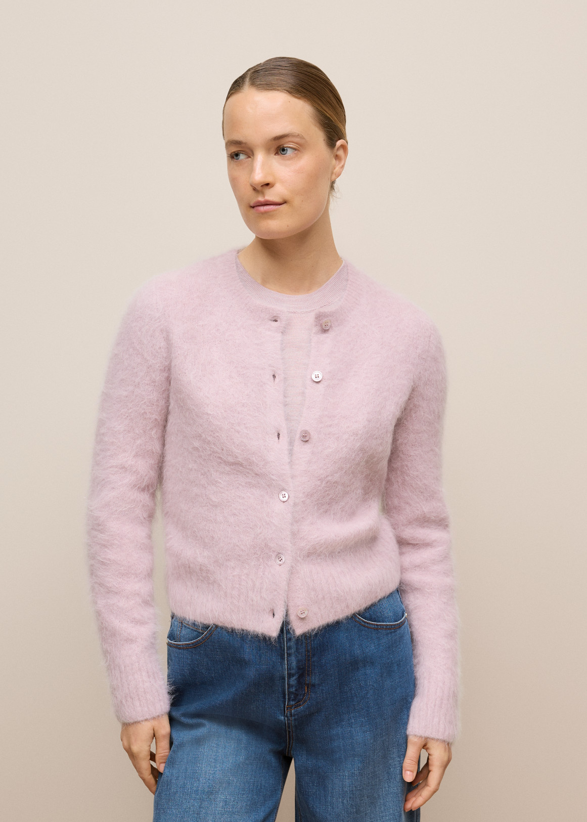 Brushed Alpaca Button Through Cardigan