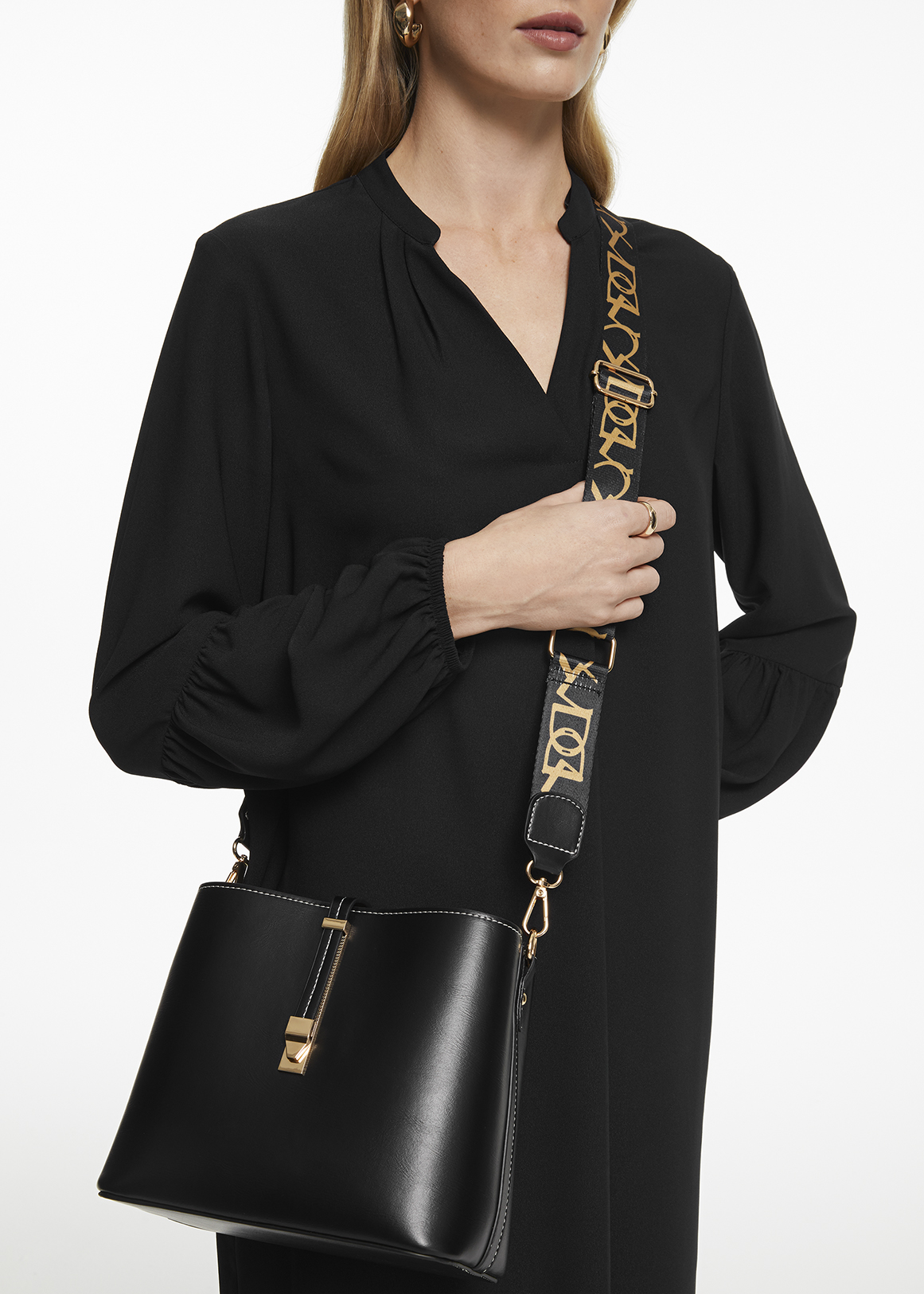 Buckle Strap Bucket Bag