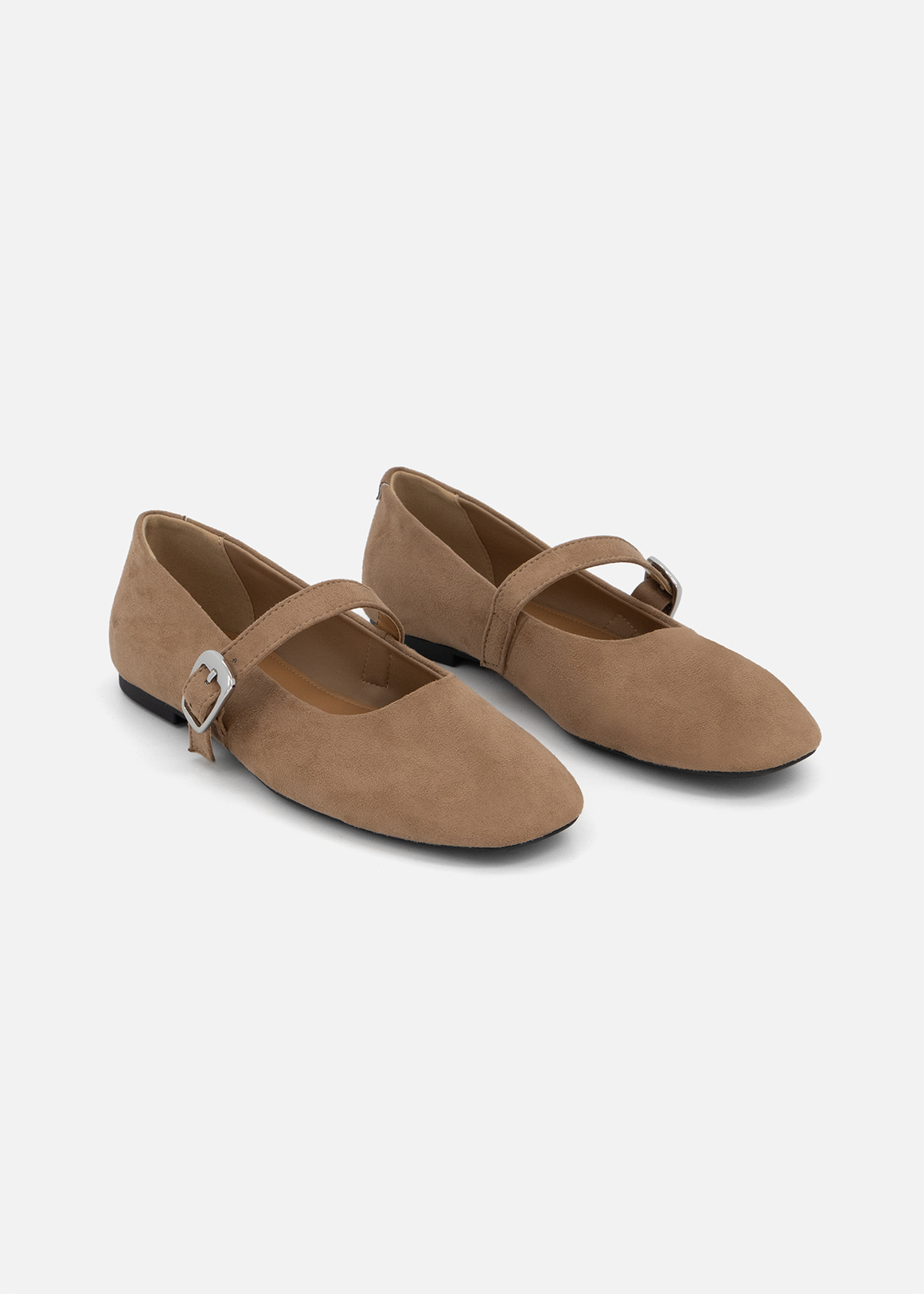Buckled Faux Suede Mary Jane Pumps