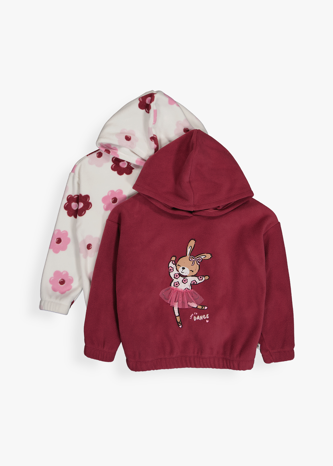 Bunny Flower Polar Fleece Hoodies 2 Pack