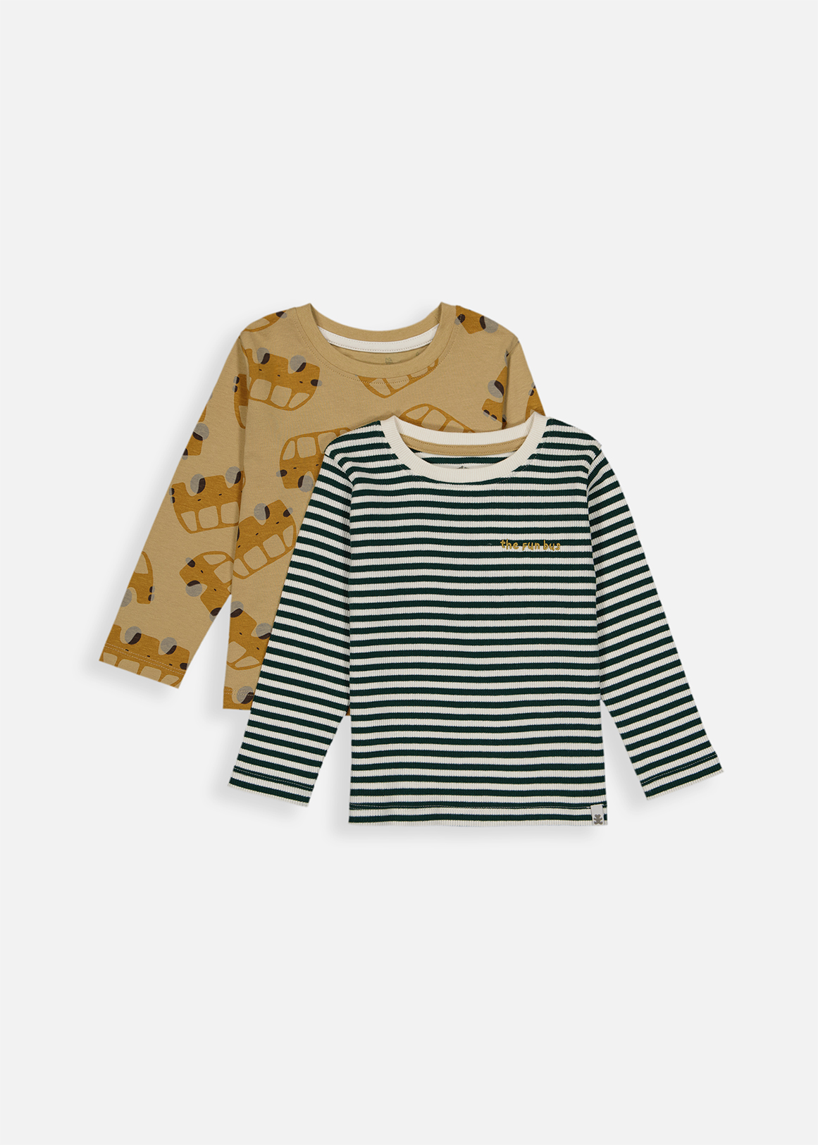 Bus & Stripe Print Cotton T-shirts 2 Pack