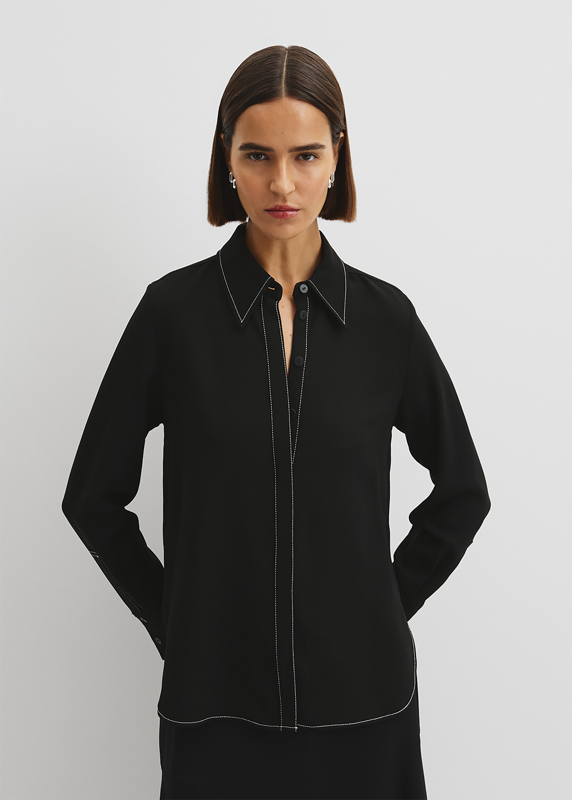 Button Through Crepe Shirt