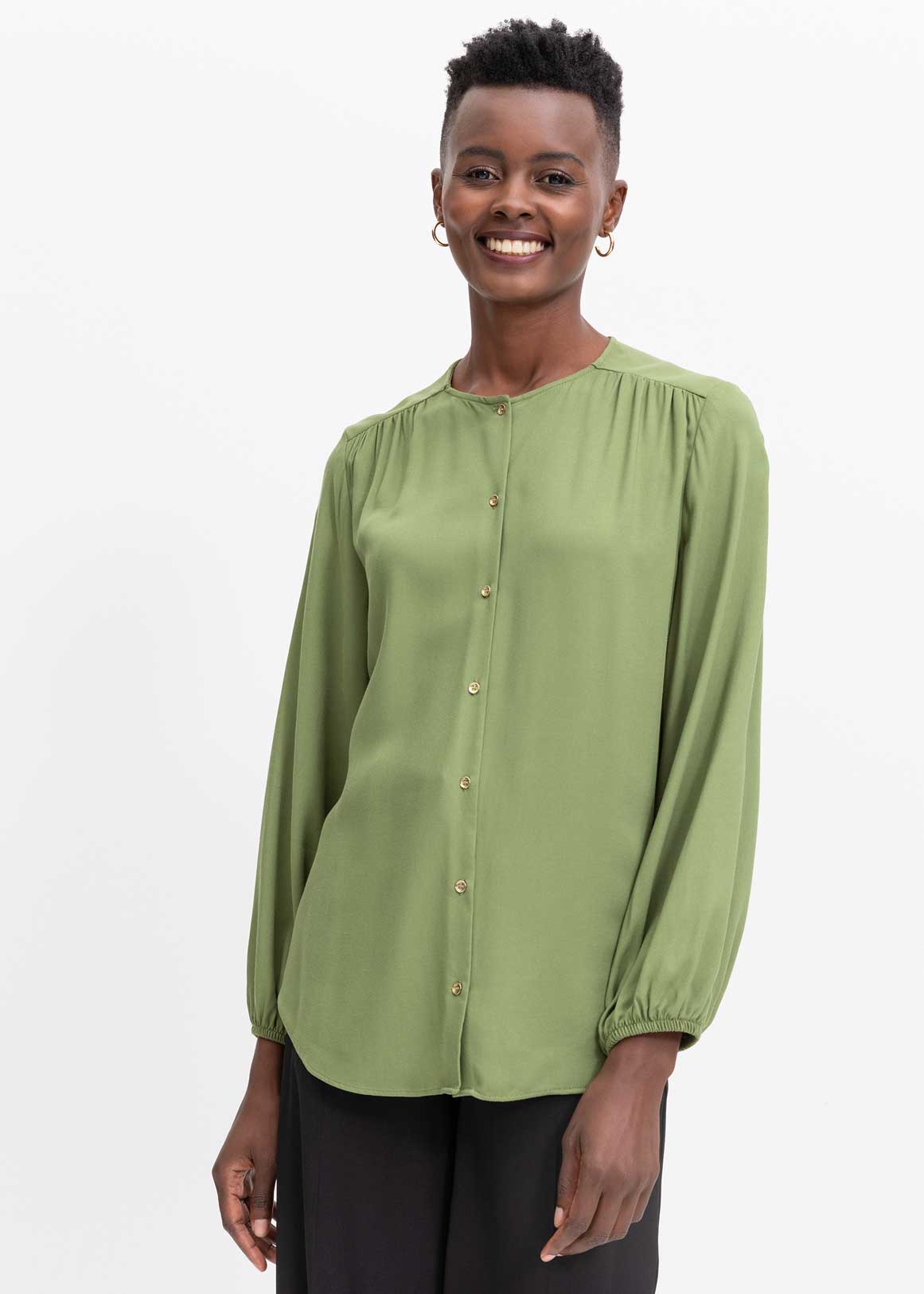 Button Viscose Blouse | Woolworths.co.za