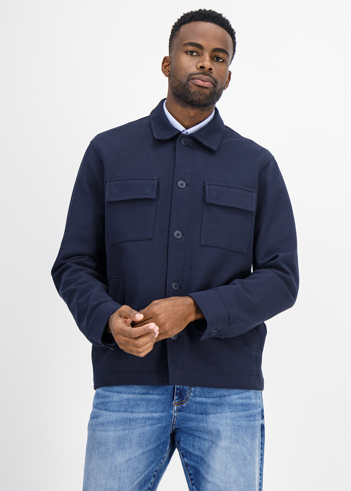 Buttoned Flap Pocket Slim Fit Knit Shacket | Woolworths.co.za